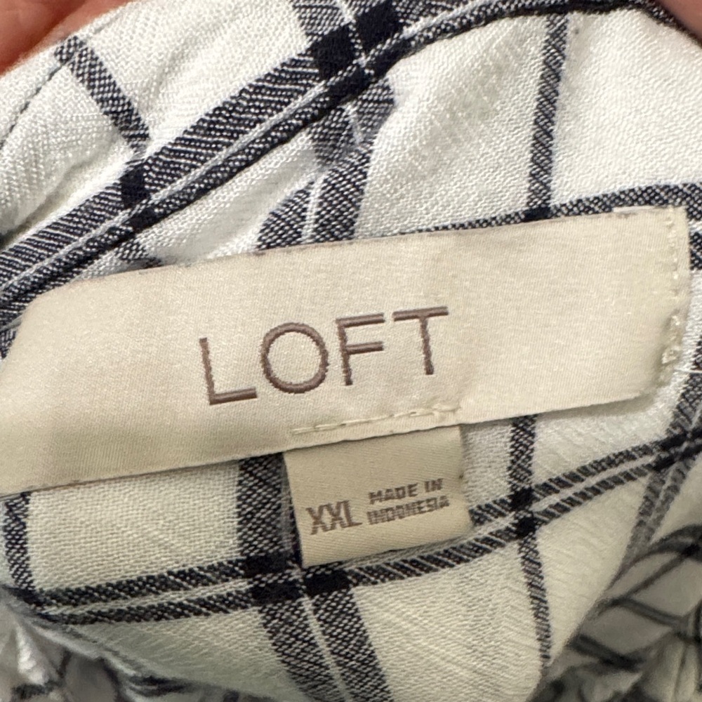 LOFT Black and White Plaid High-Low Tunic - Picture 3 of 10